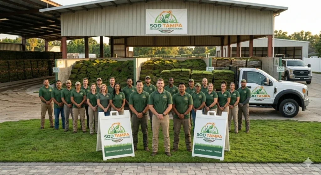 Tampa Sod Company crew team group photo in Tampa, FL